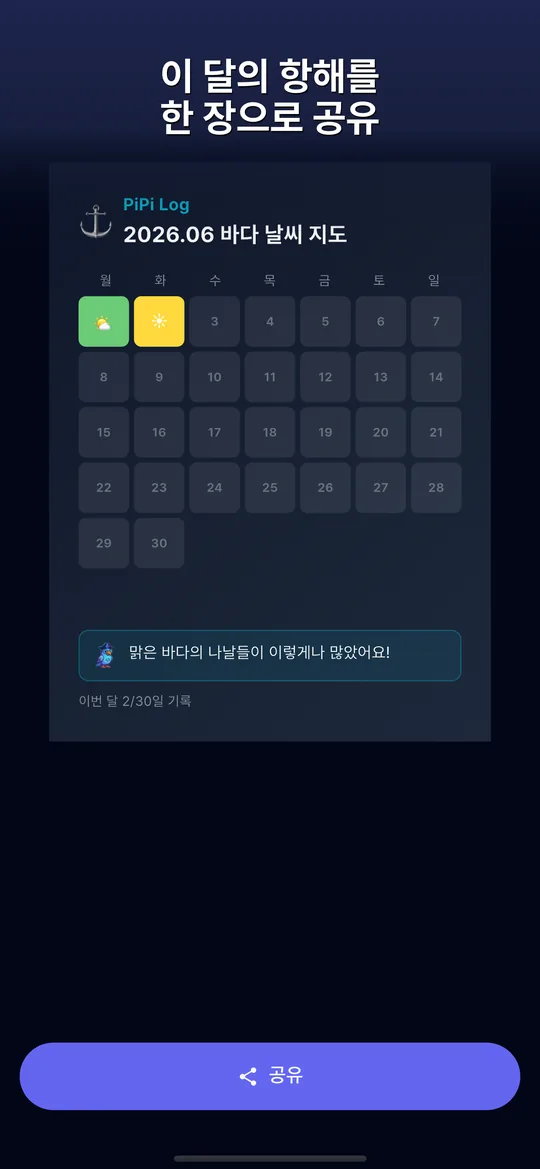 PiPi Log — 한 달의 항해를 한 장으로